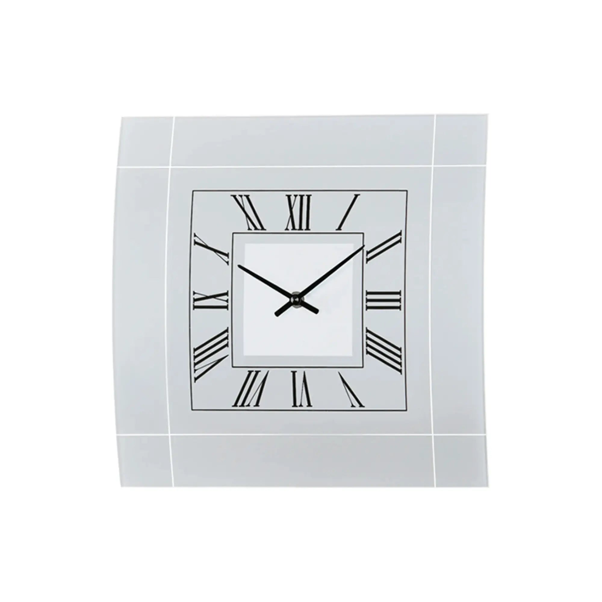 Quadratische AMS Wanduhr mit schwarzem Zifferblatt, römischen Zahlen und Quarzwerk