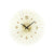 Goldene Wanduhr mit Sonnenschein-Strahlen, rundem Zifferblatt und schwarzen Zeigern