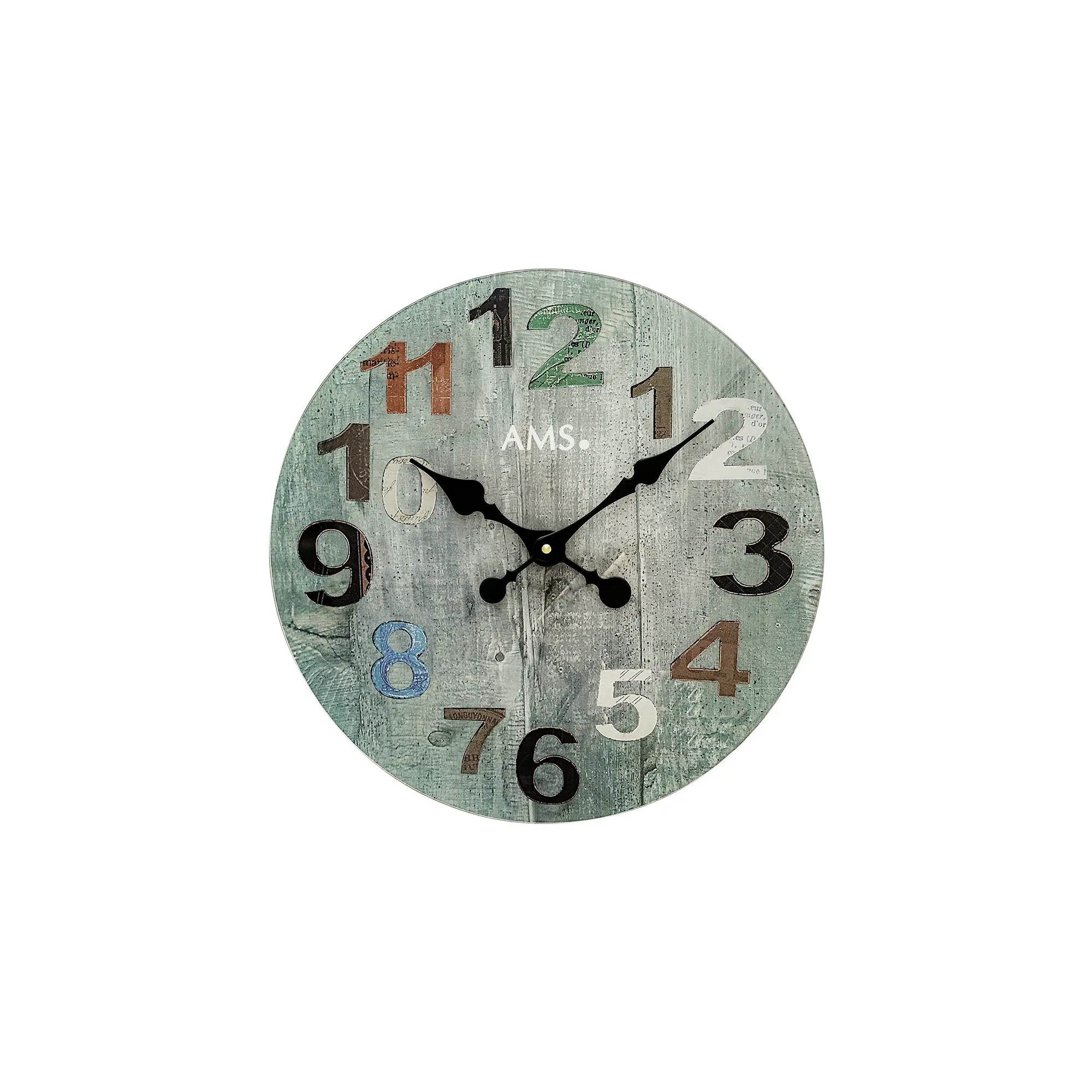 AMS W9651 Wall Clock Greenish • Quartz Movement • Mineral Glass