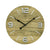 Round wall clock with wood-look dial, anthracite hands, and metal numerals