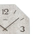 Wall clock dial with large numbers 12 and 3, gray texture, and hands