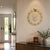 Brass wall clock with 3D dial, gold numbers and hands