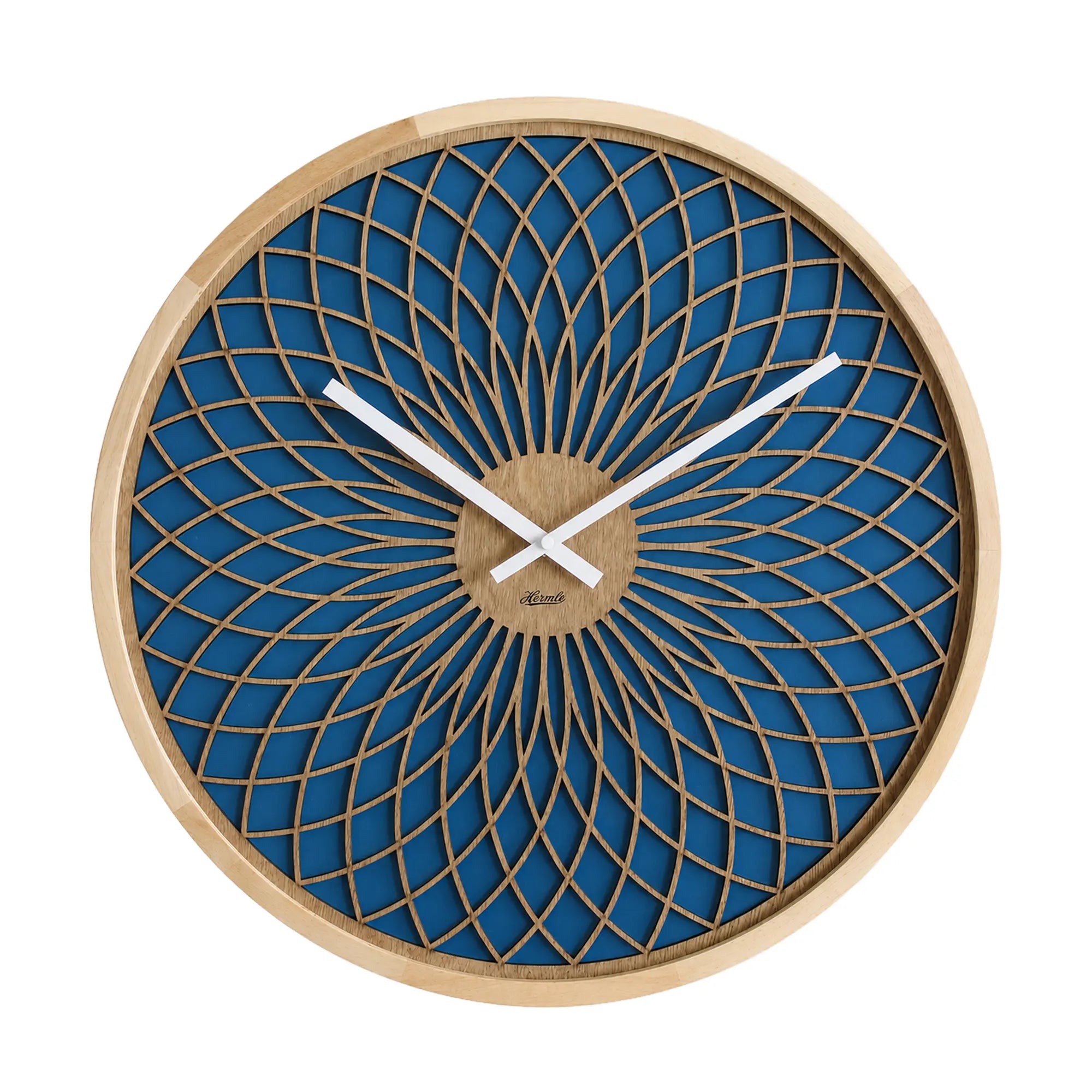 Hermle Wall Clock 50 cm Ø Wood • Modern 3D Design • Precise Quartz Movement