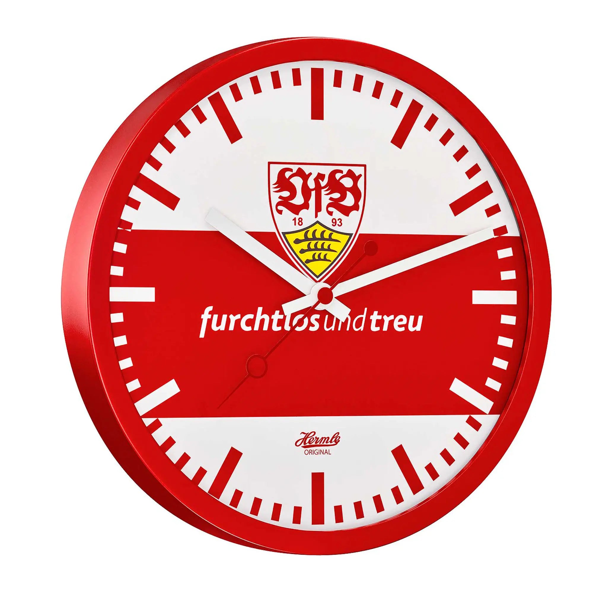 Hermle Wall Clock 30 cm Ø Metal • VfB Stuttgart Edition • Silent Quartz Movement