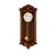 Braune Holz-Wanduhr mit rundem Zifferblatt und goldenem Pendelbereich