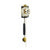 Wall clock with gold front, black pendulum, and chain pull on the dial