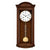 Wooden wall clock with round dial and gold pendulum rod