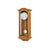 Regulator-Wanduhr im braunen Holzgehäuse mit rundem Pendel und weißem Zifferblatt