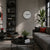 Round wall clock with silver frame and white dial, black minute and hour hands