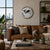Round wall clock: silver frame, white dial, black world map