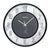 Wall clock, black frame, black dial, green numbers, and marble pattern