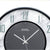 Wall clock with black frame, gray dial, and green Arabic numerals, marble effect