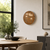 LED word clock with copper-colored round dial, wall-mounted