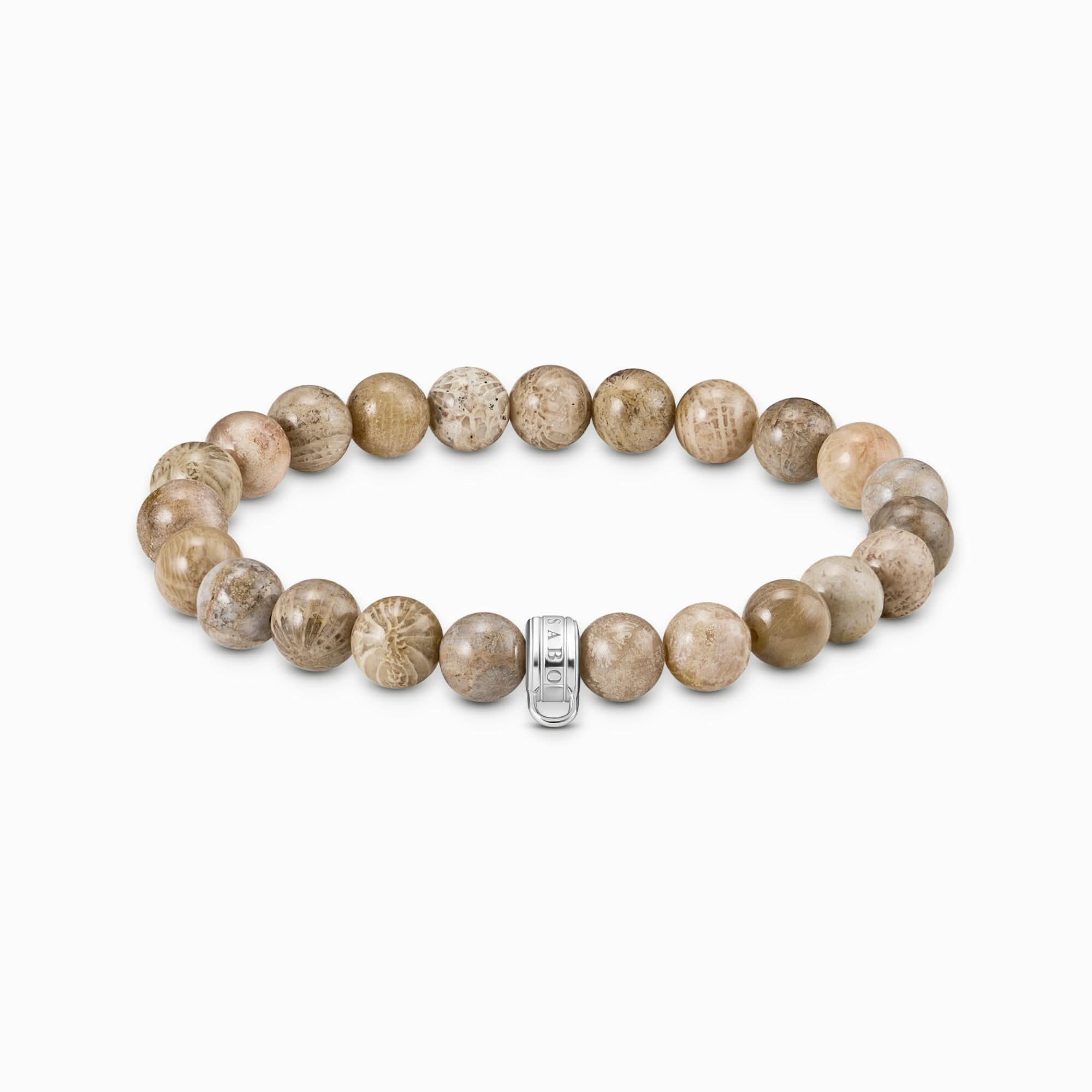 Thomas Sabo Bead Bracelet Model: X0293-014-16-L17 with light daisy jasper beads and ring-shaped eyelet for charms