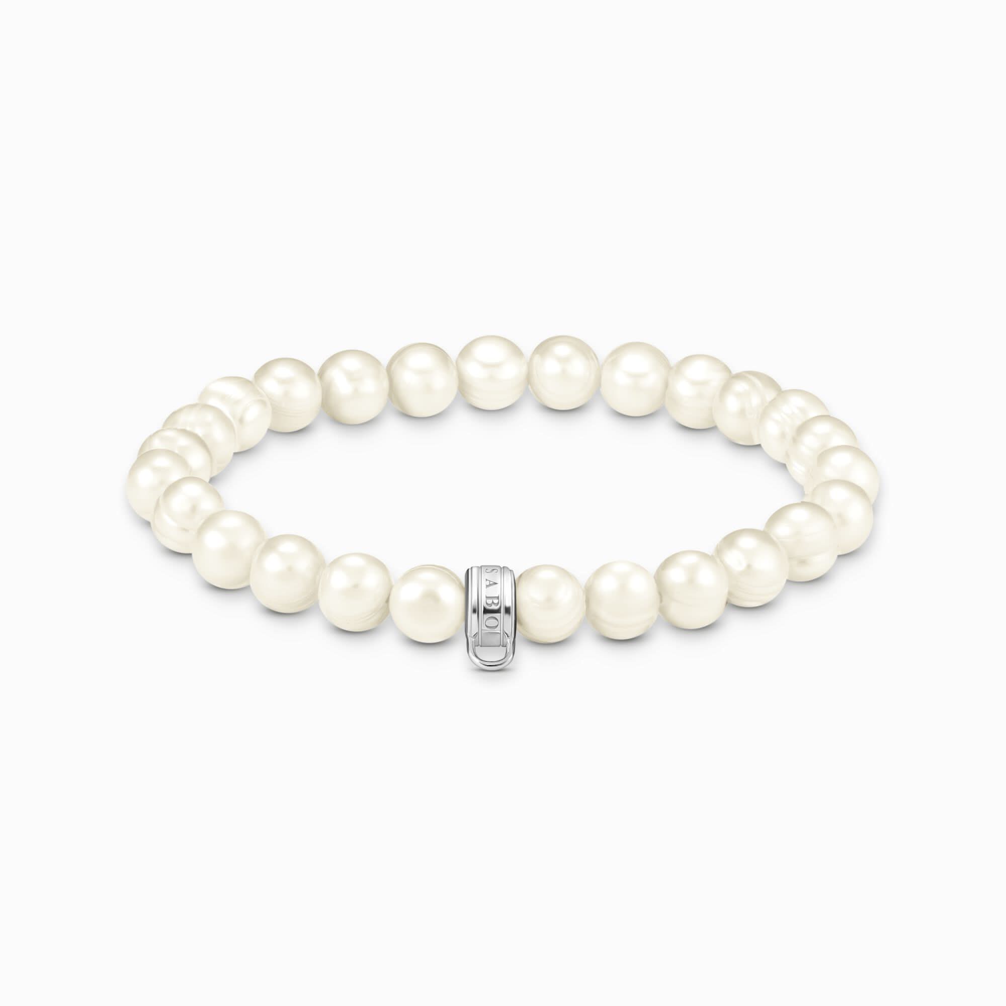Thomas Sabo Bead Bracelet Model: X0293-082-14-L19 with white cultured freshwater pearls and a ring-shaped eyelet for charms #1