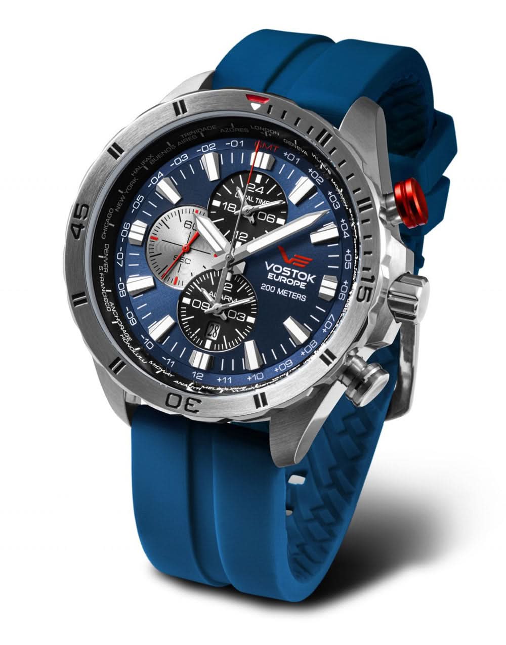 Vostok Europe Almaz YM26-320A652SB Men's Watch • World Time & Alarm • Robust K1 Glass