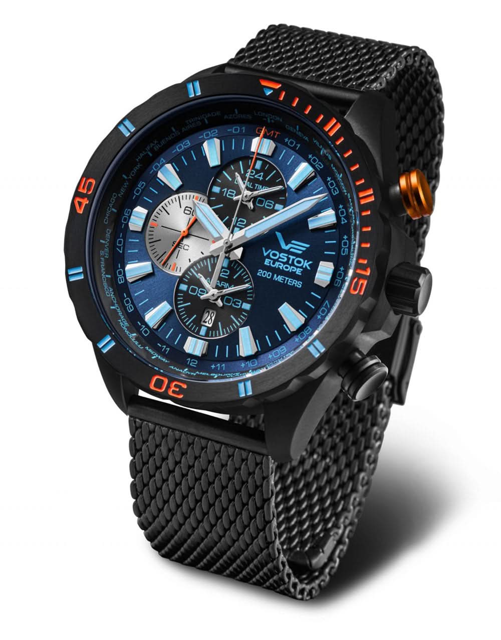 Vostok Europe Almaz YM26-320C654B Men's Watch • 20 ATM • World Timer