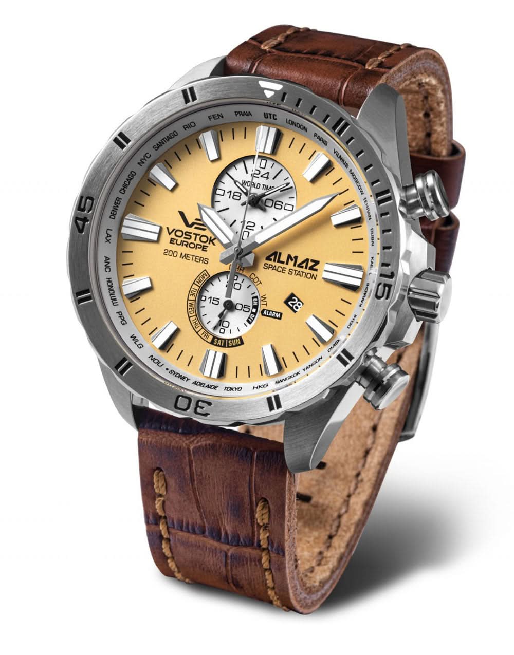 Vostok Europe Almaz YM8J-320A655L Men's Watch • World Timer • 20 ATM