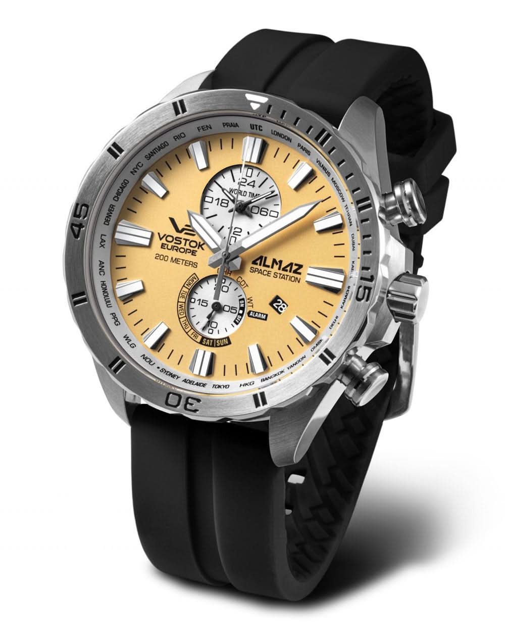 Vostok Europe Almaz YM8J-320A655S Men's Watch • World Timer