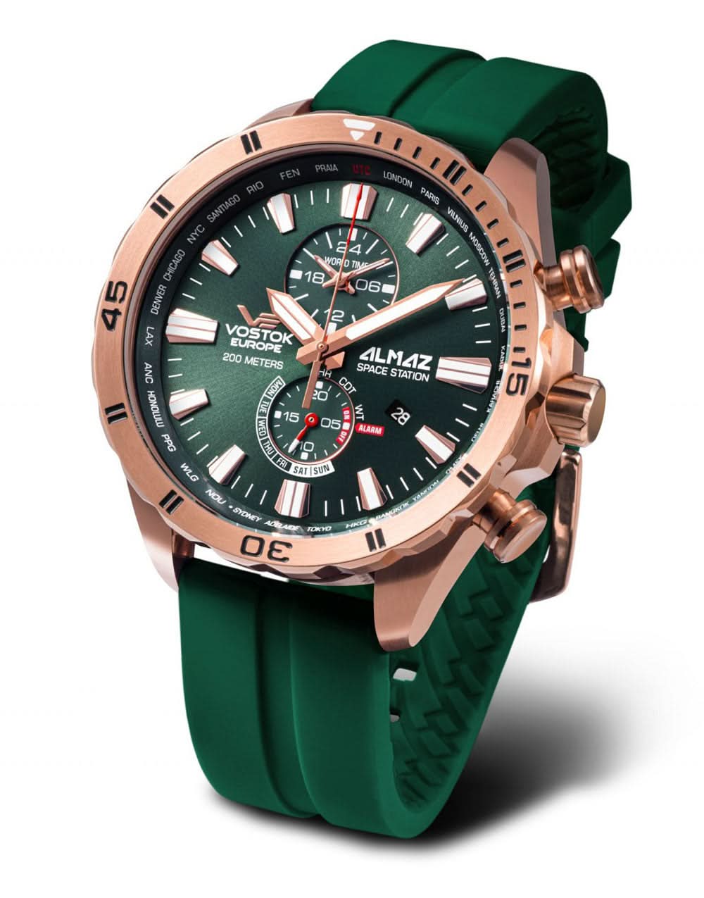 Vostok Europe Almaz YM8J-320B656S-G Men's Watch • World Timer • 20 ATM