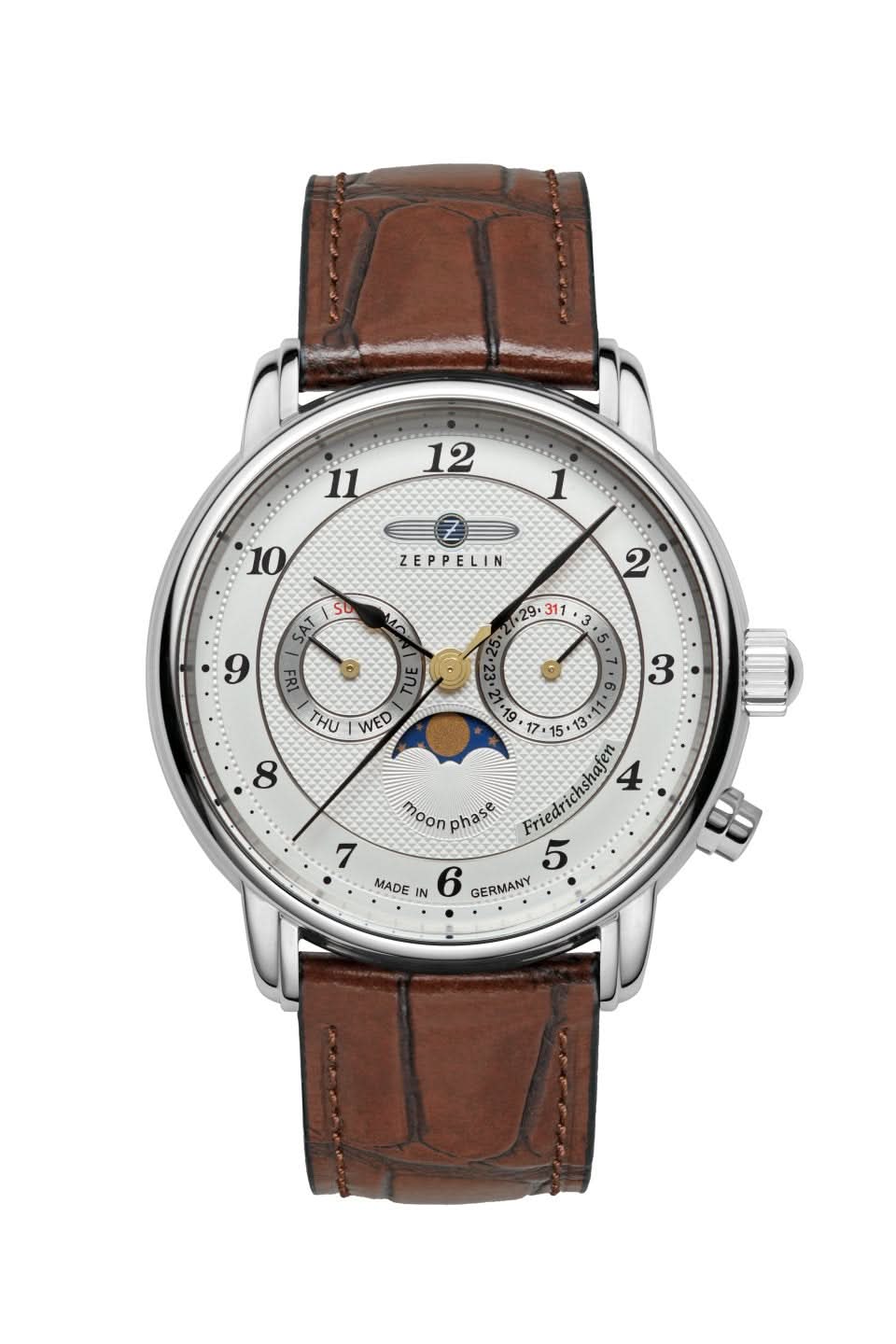 Zeppelin Friedrichshafen 8536-1 Men's Watch • Moon Phase Display • Made in Germany