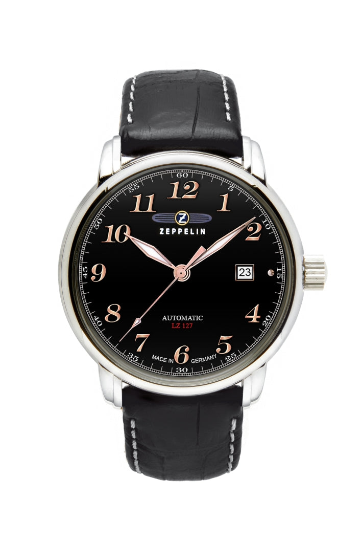 Zeppelin LZ127 7656-2 Herren Automatikuhr Schwarz • Citizen-Miyota 8215 Automatikwerk • Made in Germany