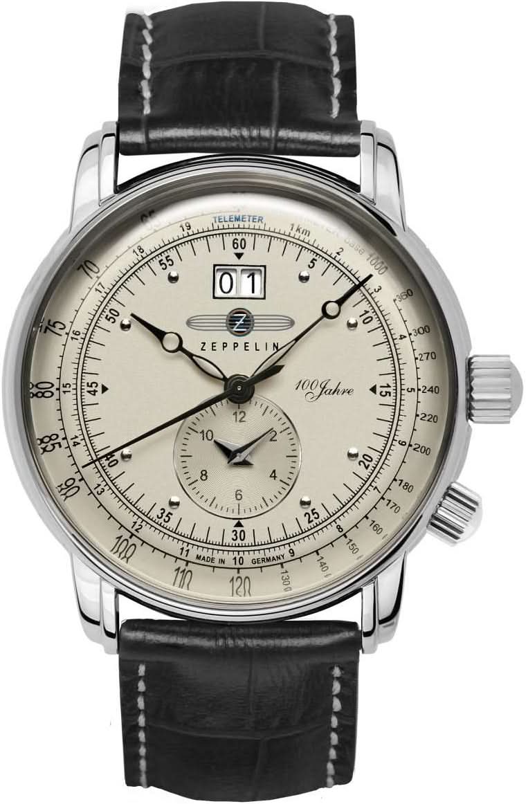 Zeppelin 100 Years 7640-5 Men's Watch • GMT & Big Date • Vintage Design