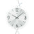 Wall clock face with large numbers, black hands, and AMS logo on a white background