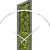 Wall clock close-up: wooden frame with green moss inlay, white ring, and hands