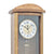 Wall clock dial in wooden frame with Arabic numerals, blue-gray face, and pendulum