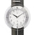 AMS Funk-Pendelwanduhr Detail: silbernes Zifferblatt mit schwarzen Zeigern und Ziffern