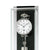 Wanduhr im Glasgehäuse: Nahaufnahme weißes Zifferblatt mit AMS und Pendelwerk