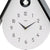 AMS wall clock dial close-up, black hands and cuckoo motif in a circle