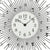 Wanduhr-Nahaufnahme mit AMS-Logo, weißem Zifferblatt und schwarzen Zeigern