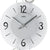 Großansicht Wanduhr: weißes Ziffernblatt mit AMS-Logo, schwarzen Ziffern und silbernen Zeigern