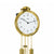 Round gold-colored wall clock with white dial and black hands