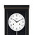 Clock face with black hands and brand name, framed by a black border