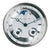 Blue wooden wall clock face with Roman numerals and moon motif