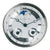 Close-up of clockwork: white dial with moon and star motif