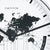 Close-up of the table clock: white dial with world map and black hands