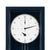Wall clock dial with markers and visible hands, pendulum rod in frame