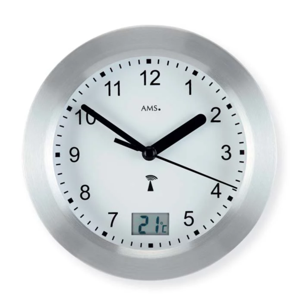 Radio-controlled wall clock modern usable as table clock - AMS Model: 5923