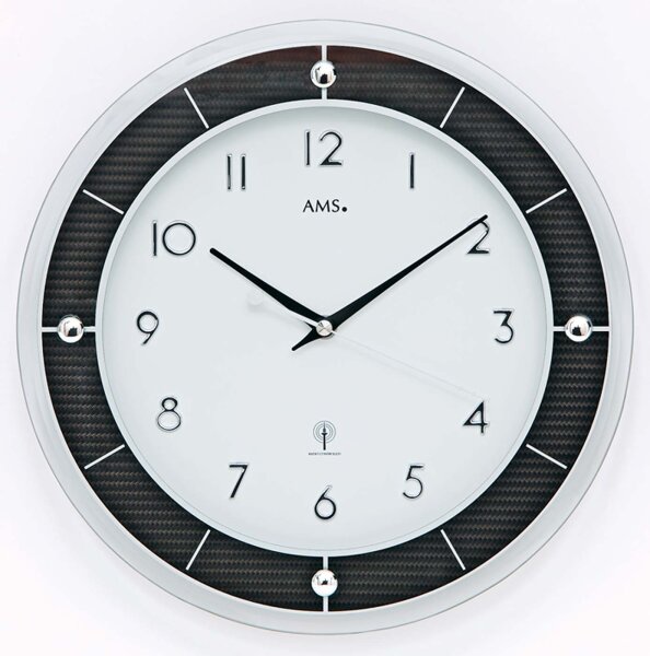 Modern radio-controlled wall clock diameter: 31 cm - AMS Model: 5854