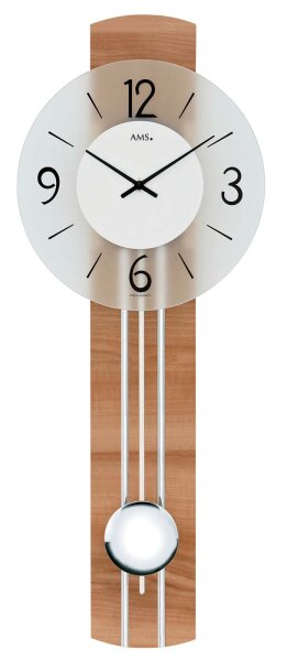 Pendulum clock in beech look, chrome applications - AMS Model: 7263