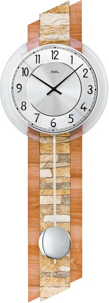 Wall clock wooden case aluminum dial - AMS Model: 7424