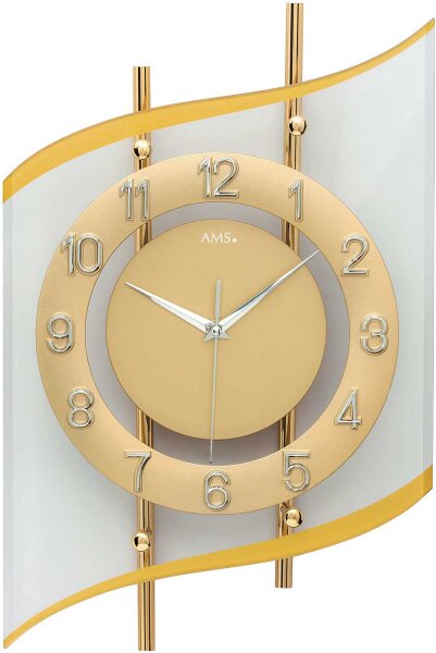 Modern radio-controlled wall clock curved mineral glass - AMS Model: 5505