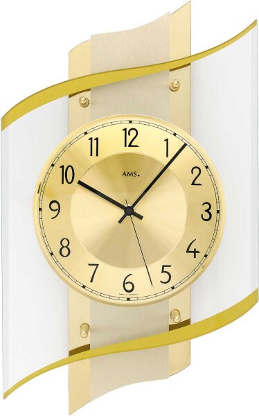 Modern radio-controlled wall clock printed mineral glass - AMS Model: 5515
