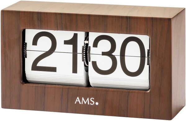 Modern table clock metal case with walnut decor - AMS Model: 1177