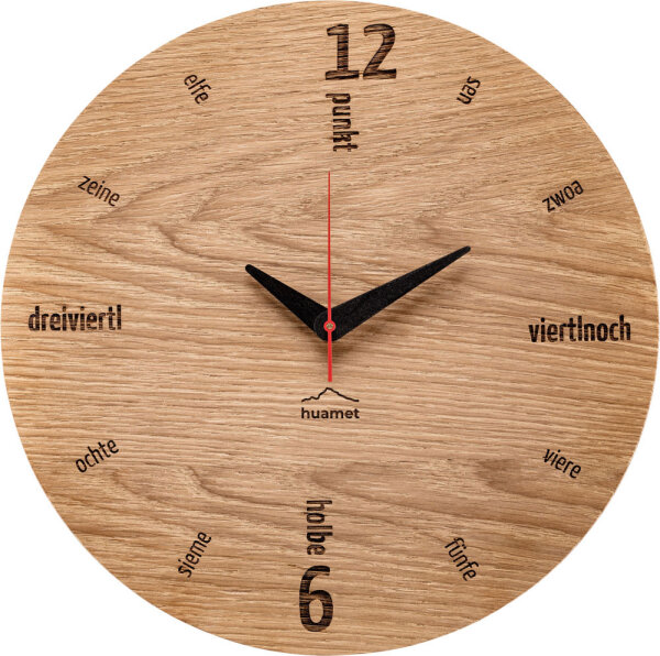 Wall clock Kultuhr oak round - huamet Model: CH50-A-01
