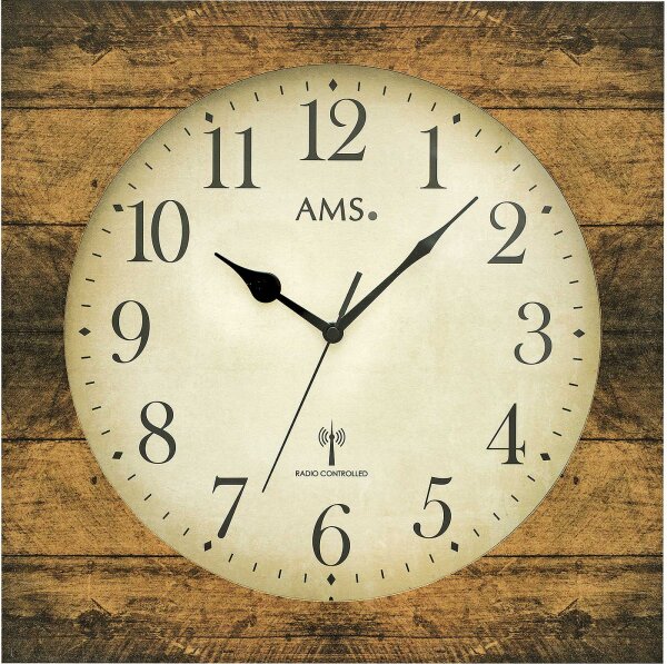 Classic radio-controlled wall clock 34 cm x 34 cm x 5 cm - AMS Model: 5550